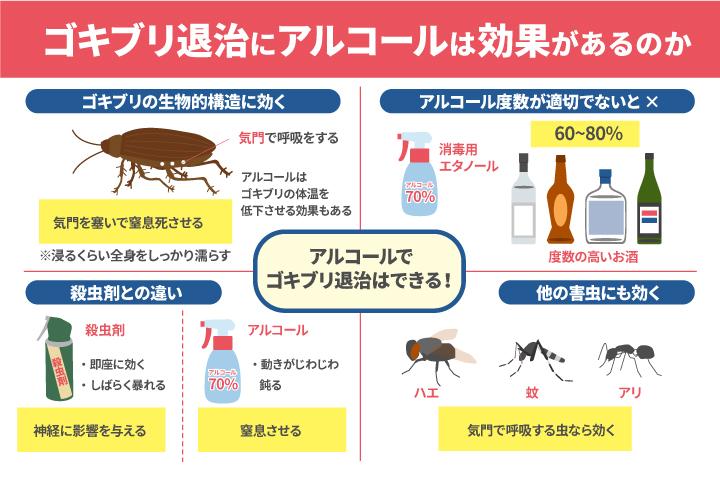 ゴキブリ退治にアルコールは効果的?